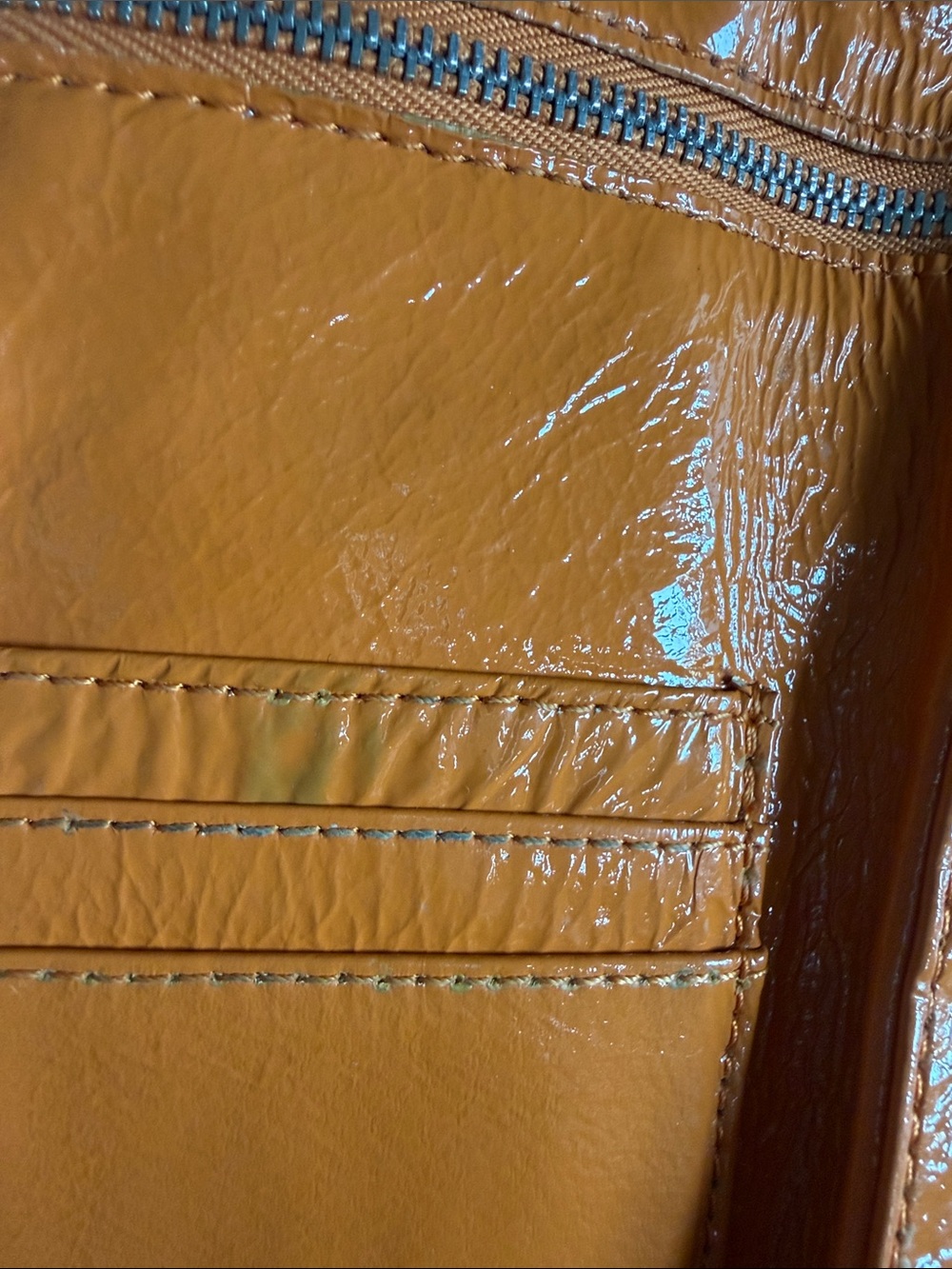 HOBO Lauren Double Frame Clutch Wallet Orange Patent Leather - Picture 6 of 9